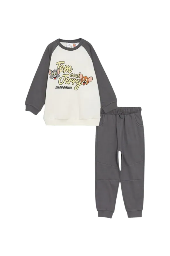 Tom & Jerry Raglan Sweatshirt for Boys – Off-White & Grey – view 2