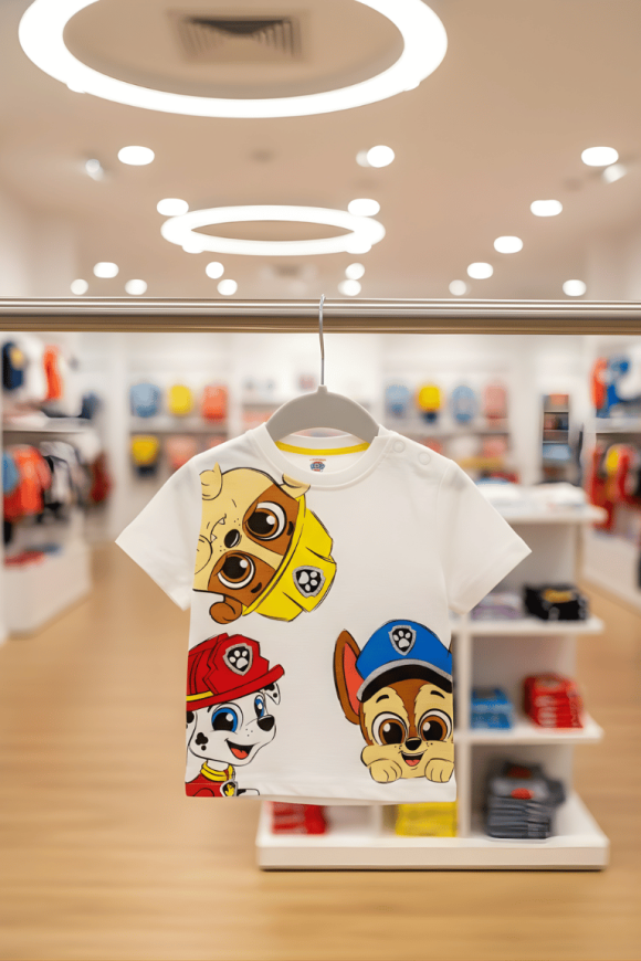 Pup Power Theme Half-Sleeve T-shirt for Boys White