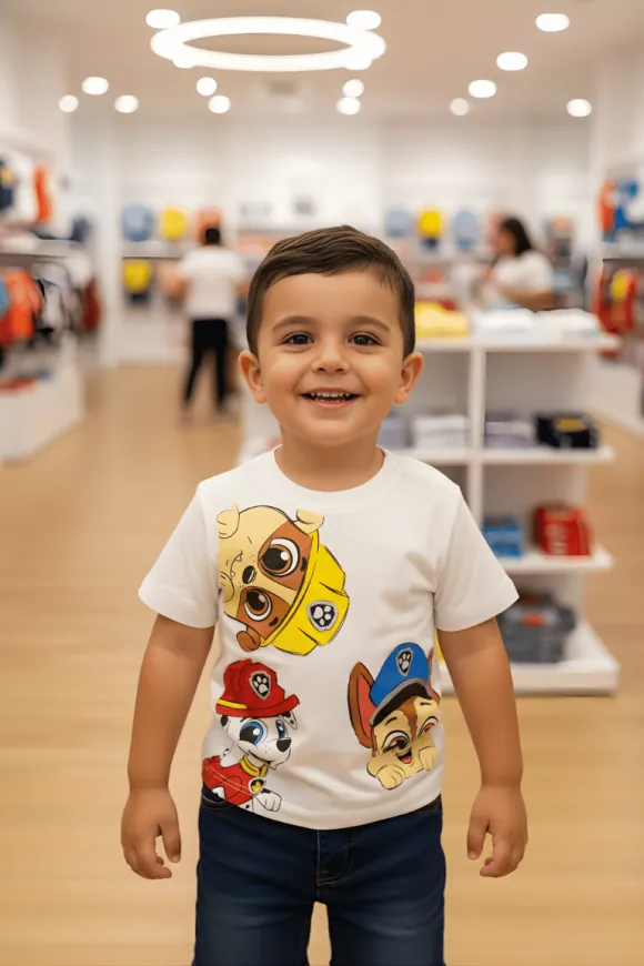 Pup Power Half Sleeve T-Shirt for Baby Boys – White – view 2