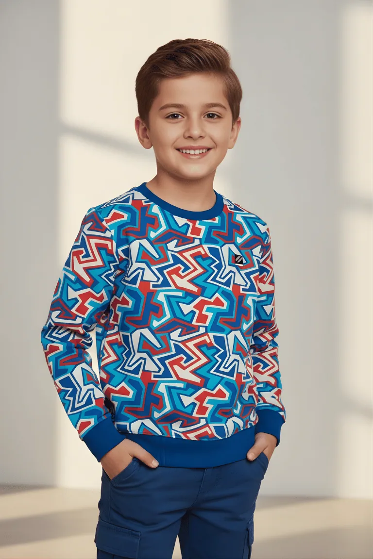 Zigzag Print Sweatshirt for Kids – Multicolour – view 3