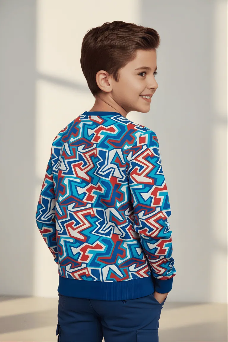 Zigzag Print Sweatshirt for Kids – Multicolour – view 4