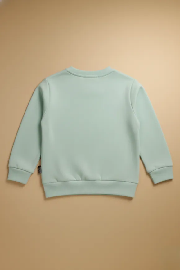 Dino Roar Printed Sweatshirt for Kids – Mint Green – view 2