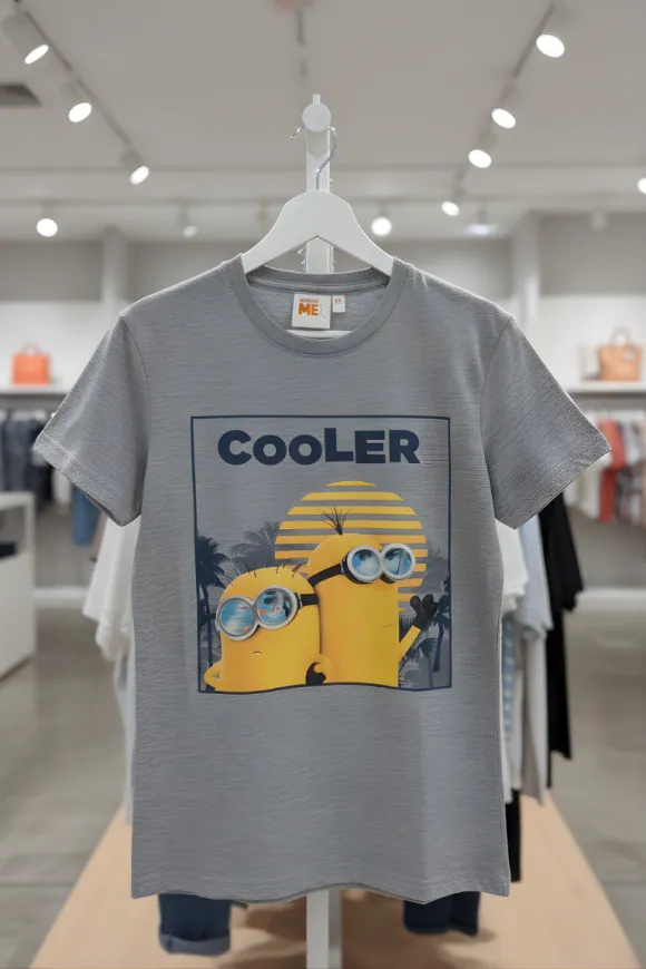 Minions T-Shirt for Boys – Grey "COOLER" Print