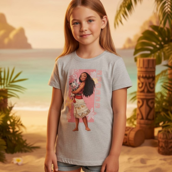 Moana (Front & Back Print) T-Shirt for Girls